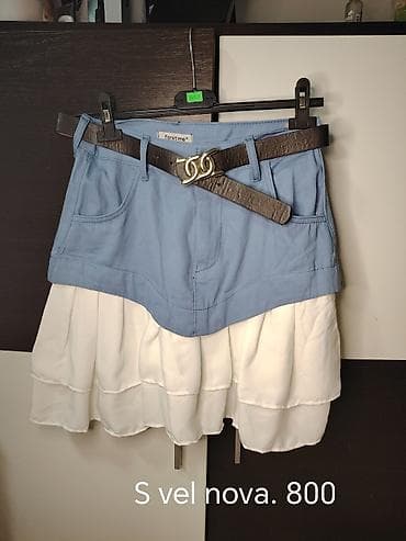 Women's Clothing: Asimetrična mini suknja sa slojevima – S veličina - Model: dvoslojna — 2