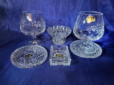 kristalni set za viski: Servis nov -ti i ja- kristal,Zajecar za dvoje. 70te. Set za — 4