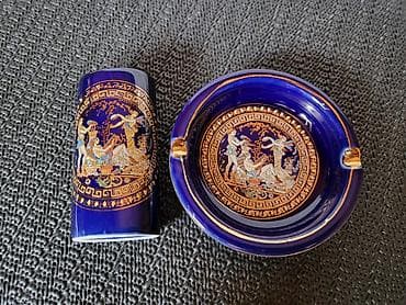 konjic na stapu: Grcki set,pepeljara,drzac za upaljac 1950g+. Set grcki,24k — 8