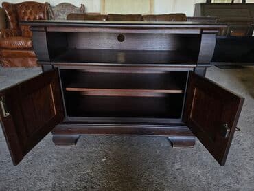 deciji dusek za krevetac: TV komoda od punog drveta, tamno bajcovana - Klasničan dizajn sa — 11