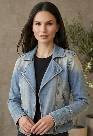 Ženska teksas jakna – biker kroj - Materijal: klasični denim sa