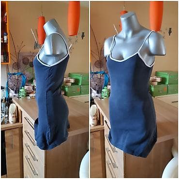 Muška obuća: Uska haljina/top sa tankim bretelama - Boja: tamno plava sa belim — 2