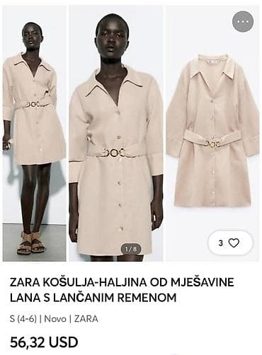 pull: ZARA haljina od mešavine lana sa lančanim kaišem, S velićine a — 1