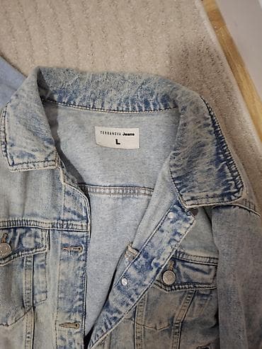 bershka kompleti: Denim komplet: haljina + jakna - Haljina od svetloplavog teksasa — 4