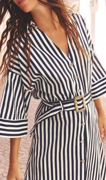 dugacke haljine svecane: Zara S (EU 36), bоја - Bela, Oversize, Kratkih rukava — 2