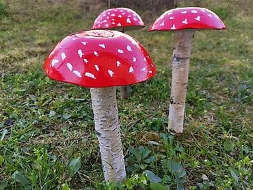 Prehrambeni proizvodi: Ukrasne drvene pečurke za baštu i dvorište breza gips farbano — 1