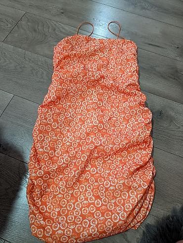 haljine 2022: Haljina Etika Fashion – narandžasta letnja slip haljina sa dezenom - — 1