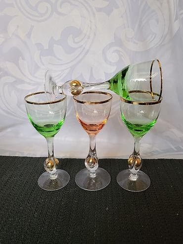 cehoslovacka: Casice Bohemija,kristal,rucni rad 1950g +,za zestoko pice. Casice za — 2