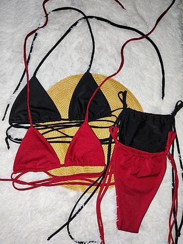lek za sinuse: Ženski bikini set – crveni, model sa vezivanjem - Dvodelni kupaći — 4