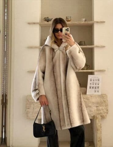 vuneni kaputi beograd: One size, Sa postavom, Veštačko krzno, bоја - Braon — 2