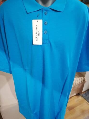 pantalone za punije: Nova muska pamucna majica sa kragnom Elephant Plava 5XL. Vrlo dobra — 4