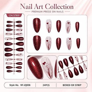 bele mlecne pecurke: Set presovanih noktiju – Nail Art Collection, stil NY-JQ036 - Premium — 4