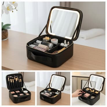 Kozmetička torba sa LED ogledalom - Elegantna torbica u crnoj boji sa