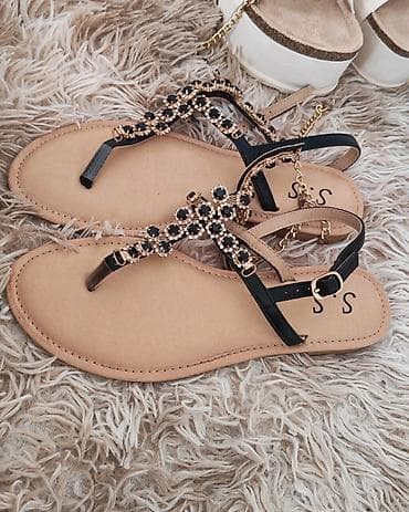 seastar sandale: Ženske ravne sandale sa ukrasnim kamenčićima - Model — 2