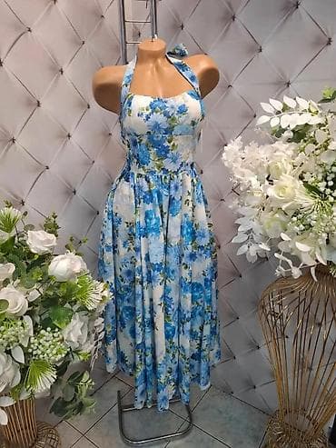 wedding accessories near me: ROMANTIČNA LETNJA HALJINA SA CVETNIM MOTIVOM I VEZIVANJEM OKO VRATA — 1