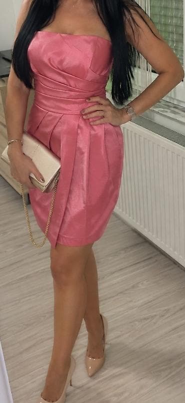 ps svecani kompleti: Svečane haljine – 2 modela 1) Kratka roze koktel haljina - Kroj: bez — 2