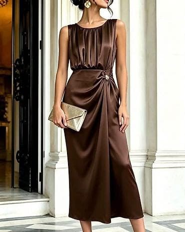 afrika baletanke: Elegantna midi haljina od satenskog materijala Nova kolekcija ✨️ — 2