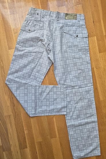 Muške pantalone × 2 para sa karo šarom – svetlosiva i svetlo bež