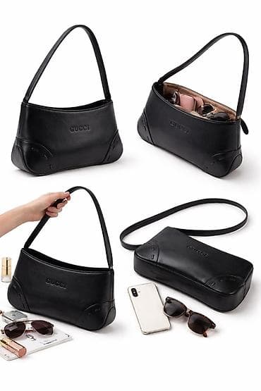 top model torbe: Crna kožna GUCCI ženska torba – baguette/shoulder model - Materijal — 1