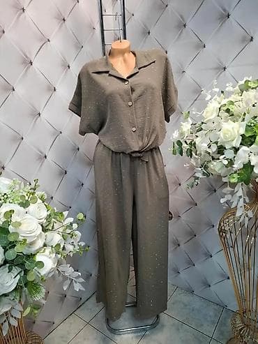 Damski komplet – košulja i široke pantalone - Kroj: ležerna košulja