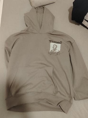 Odeća za skijanje: Duks sa kapuljačom – Tupac Shakur motiv - Boja: taupe/bež - Prednja — 2