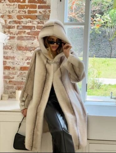 vuneni kaputi beograd: One size, Sa postavom, Veštačko krzno, bоја - Braon — 1