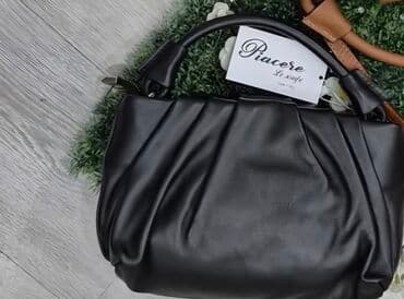 barbie torbica: Prelepa crna KOŽNA torba, NOVA, nenošena — 2