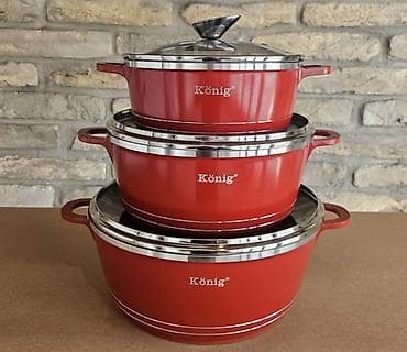staklo: Set šerpi König – 3 dela - Materijal: liveni aluminijum sa — 1