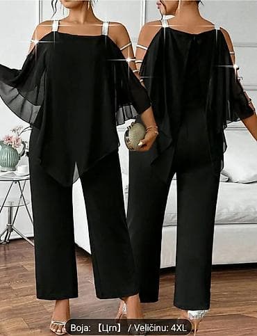 luna kompleti 2023: Elegantni dvodelni komplet – crni - Gornji deo: lepršava tunika od — 8