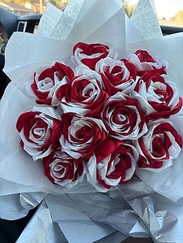 materijal za vez: Ručne dekorativne ruže od satenske trake – buketi i pojedinačne ruže — 2