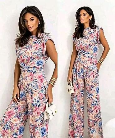 roma m: Ženski elegantni kombinezon sa cvetnim dezenom - Model: kombinezon — 4
