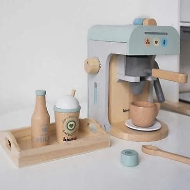 kompletici za bebe: Drveni aparat za kafu za decu – set sa dodacima ☕ Preslatki drveni — 3