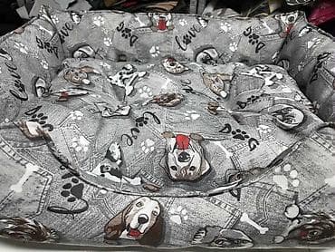 sklopiva ograda za pse: Krevet za pse. - Dizajn sivi print sa motivima pasa,šapica i — 3