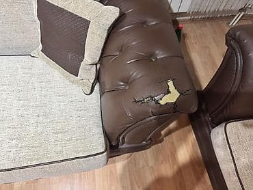 kozne garniture polovne: Dvosed, trosed i fotelja na prodaju. Kombinacija stofa i eko koze — 6