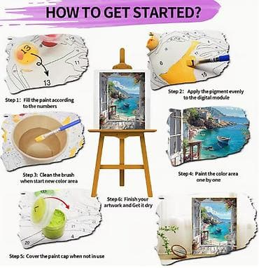 Muzički instrumenti: Novo. Bojenje po brojevima - Pogled na more Veličina 40x50cm — 4