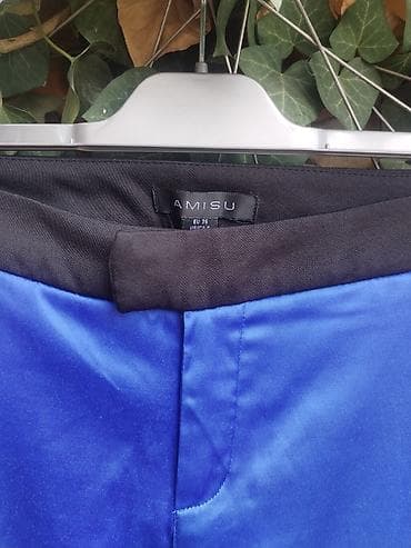 komplet lil solid 2.0: Satenske pantalone Amisu, žive kobalt-plave boje, ravnog užeg kroja — 3