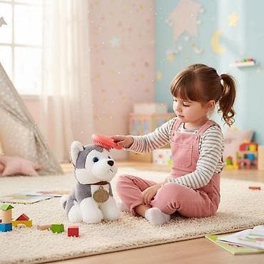 plisana zirafa velika: Plišana igračka za decu – štene Husky u torbi + četka za negu Šifra — 4