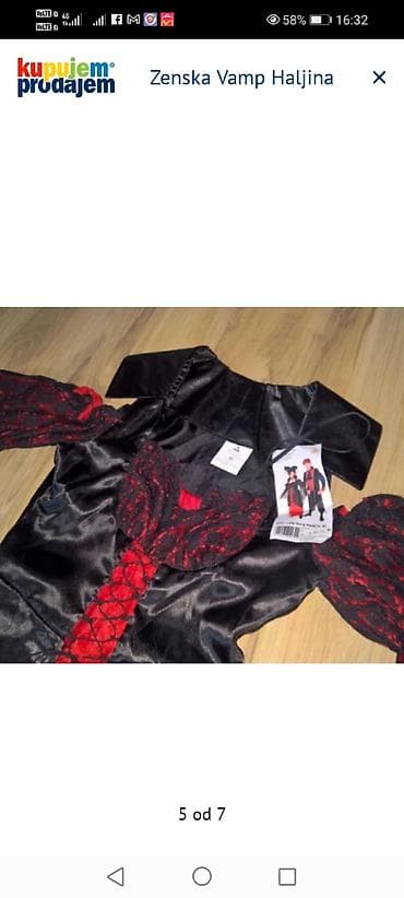 torbe novi sad: Ženska “Vamp” haljina – kostim - Duga haljina u crveno‑crnoj — 5