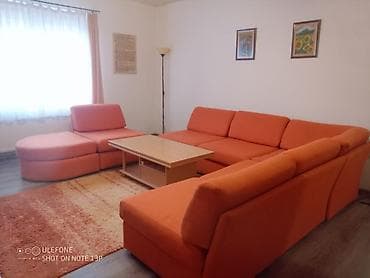 Sectional sofas: Veliki ugaoni modularni trosed sa tabureom – narandžasta tkanina - — 6