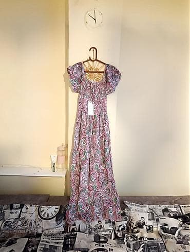 mango zenske haljine: Duga haljina sa paisley dezenom - Model: duga, lepršava haljina - — 1