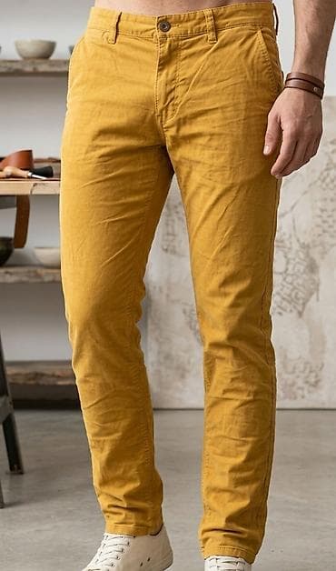 muske cipele novi sad: Muške chino pantalone – senf/oker žuta boja - Klasičan kroj sa — 1