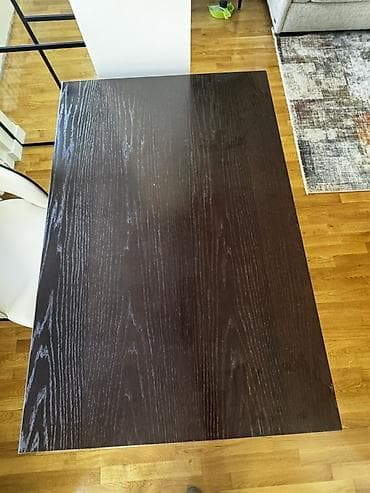 plasticne komode za kupatilo: Trpezarijski sto od masivnog drveta, pravougaonog oblika, u tamno — 4