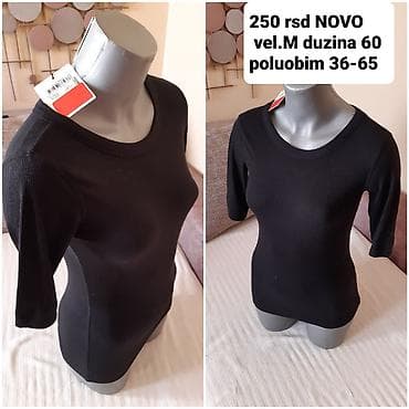 parfemi cene: Crna ženska majica sa 3/4 rukavima - Veličina: M - Dužina: 60 cm - — 1