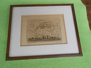 muzicki instrumenti za decu uradi sam: Boža Prodanović - Pejzaž. Crtež, uramljen. 30x25cm. Original. Šaljemo — 1