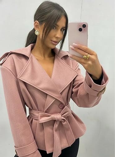 pojas za smoking: 💫Ženska kratka jakna/kaput sa pojasom i širokim reverima
✅3200 din — 3