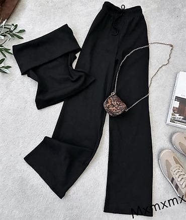 Kompleti: Ženski komplet – top na preklop bez naramenica + pantalone ravnog — 7