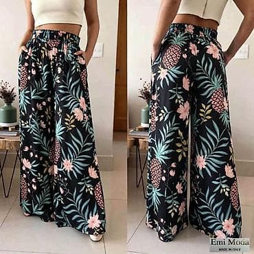 tople pantalone: Ženske široke pantalone sa printom – Emi Moda, Made in Italy - Kroj — 2