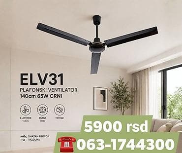 ELV31 plafonski ventilator – 140 cm, 65 W, crni - Prečnik: 140 cm - na lalafo.rs ELV31 plafonski ventilator – 140 cm, 65 W, crni - Prečnik: 140 cm -