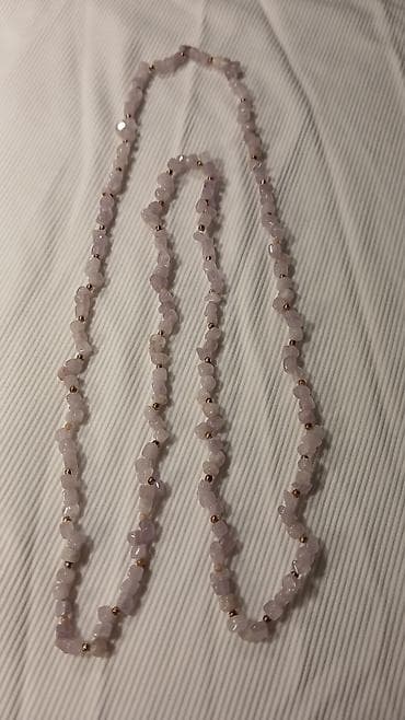 sat sa slikom: Ogrlice od poludragog kamenja – 2 modela - Ručno nizan dugi lanac sa — 1