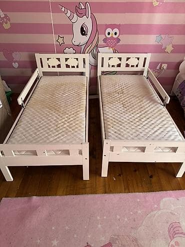 ikea retro fotelje: Drveni dečji krevetići – set od 2 komada - Materijal: masivno drvo — 1